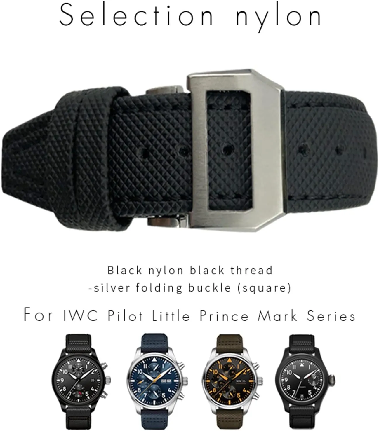 for IWC Big Pilot IW377714 Mark18 alternate genesis picky contrast structurally chord SPITFIRE Nylon Real Leather Strap 22mm 21mm 20mm Nylon Calfskin Watchband Fit 