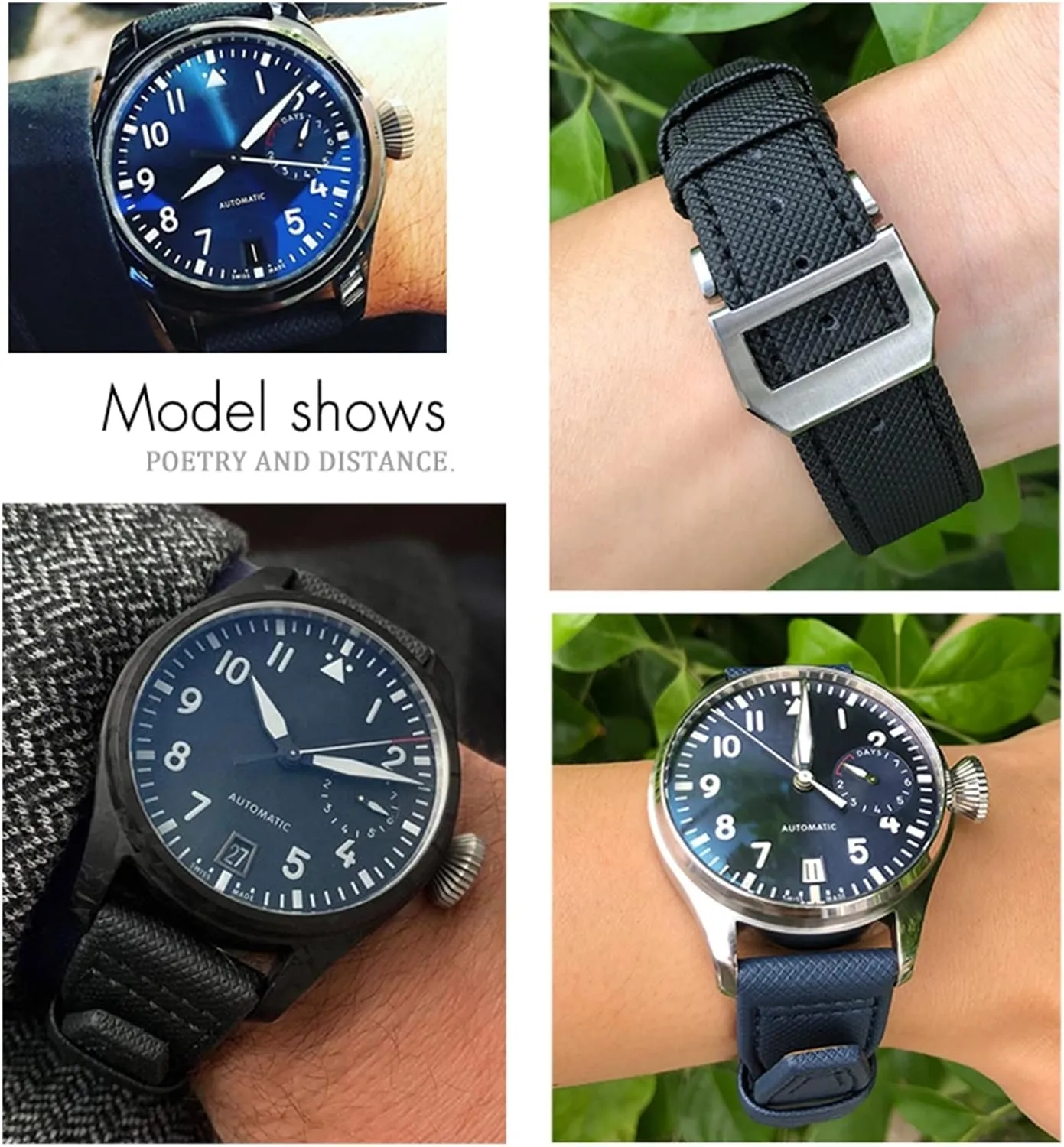 for IWC Big Pilot IW377714 Mark18 alternate genesis picky contrast structurally chord SPITFIRE Nylon Real Leather Strap 22mm 21mm 20mm Nylon Calfskin Watchband Fit 