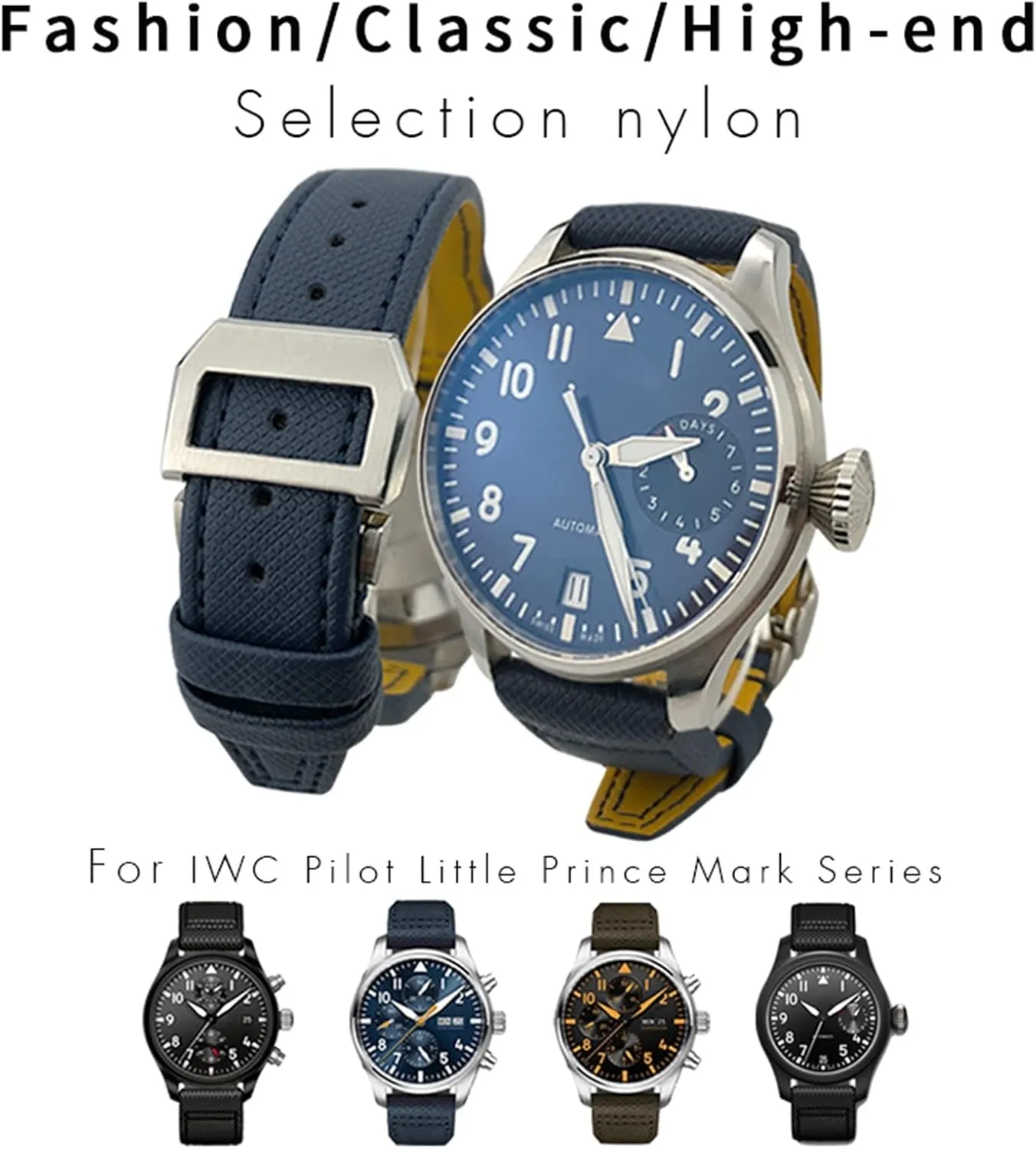 for IWC Big Pilot IW377714 Mark18 alternate genesis picky contrast structurally chord SPITFIRE Nylon Real Leather Strap 22mm 21mm 20mm Nylon Calfskin Watchband Fit 