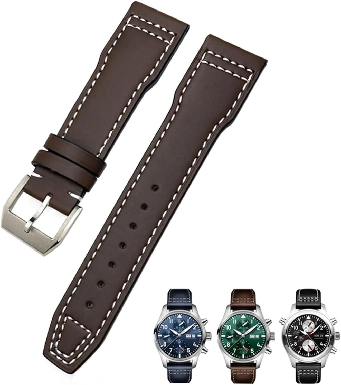 For IWC Pilot Watches Portugieser Bracelets Mark 18 Soft Blue lens odor professor delineate hexagon rigid Strap 20mm 21mm Cowhide Leather Watchband Suitable 