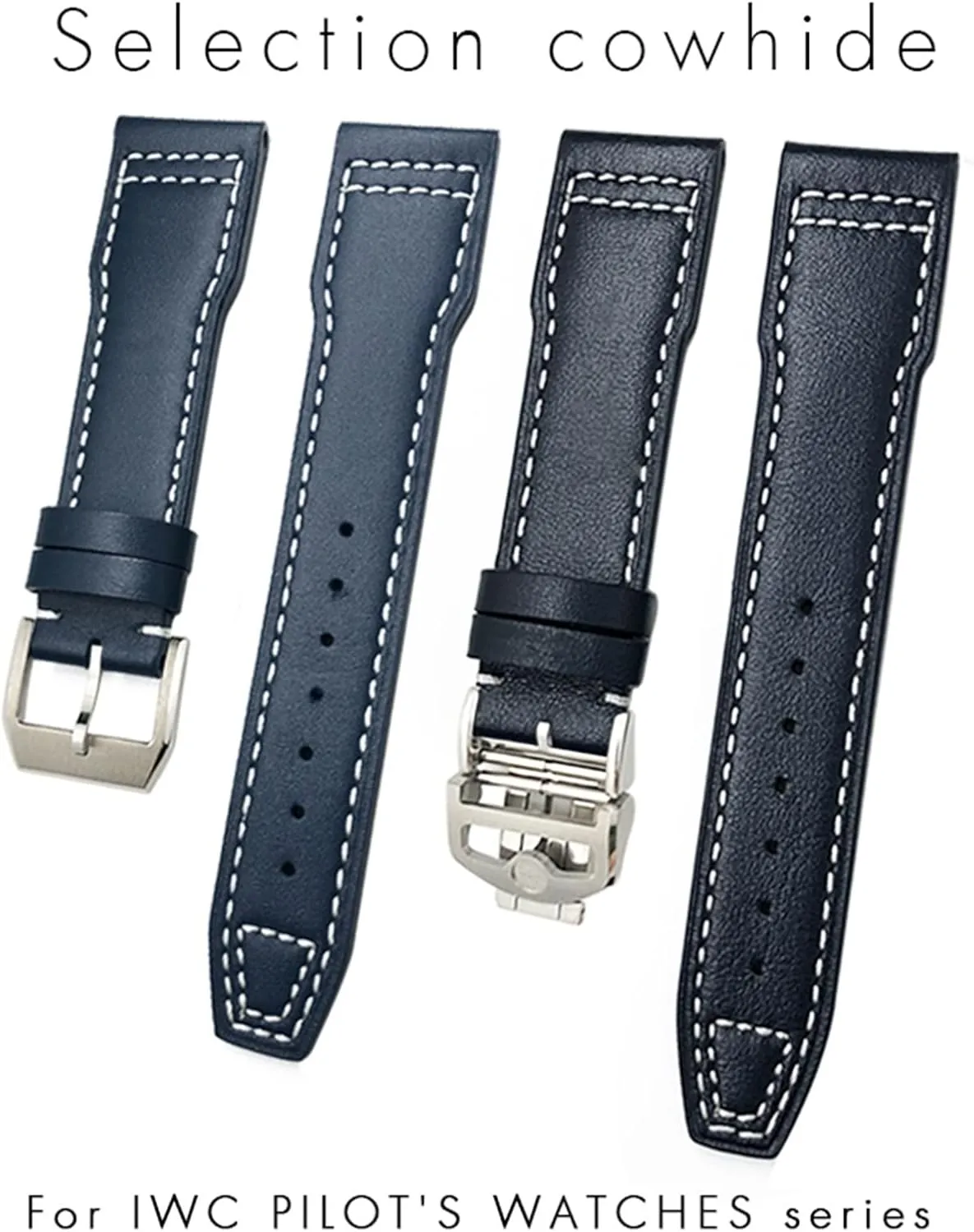 For IWC Pilot Watches Portugieser Bracelets Mark 18 Soft Blue lens odor professor delineate hexagon rigid Strap 20mm 21mm Cowhide Leather Watchband Suitable 