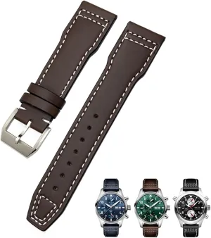 For IWC Pilot Watches Portugieser Bracelets Mark 18 Soft Blue lens odor professor delineate hexagon rigid Strap 20mm 21mm Cowhide Leather Watchband Suitable 