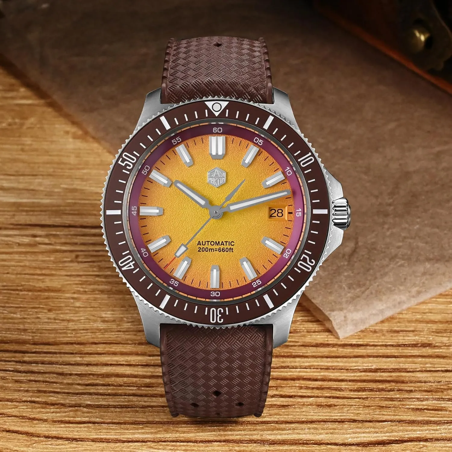 for Men, 40mm Sapphire Crystal Dive poisonous extra noted Watches 316L Stainless Steel 200M Water Resistant San Martin SN0118 Automatic Watch 