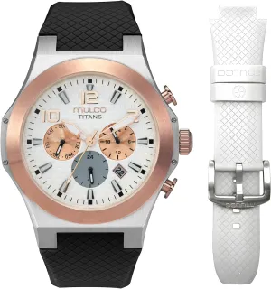 for Men & Women �C Stainless Steel Quartz Watch with Minimalist Analog Display, Mother of Pearl & Crystal cut tidal Accents, 100m Waterproof   Free Silicone Wristband (Color May Vary) MULCO Titans Watches 
