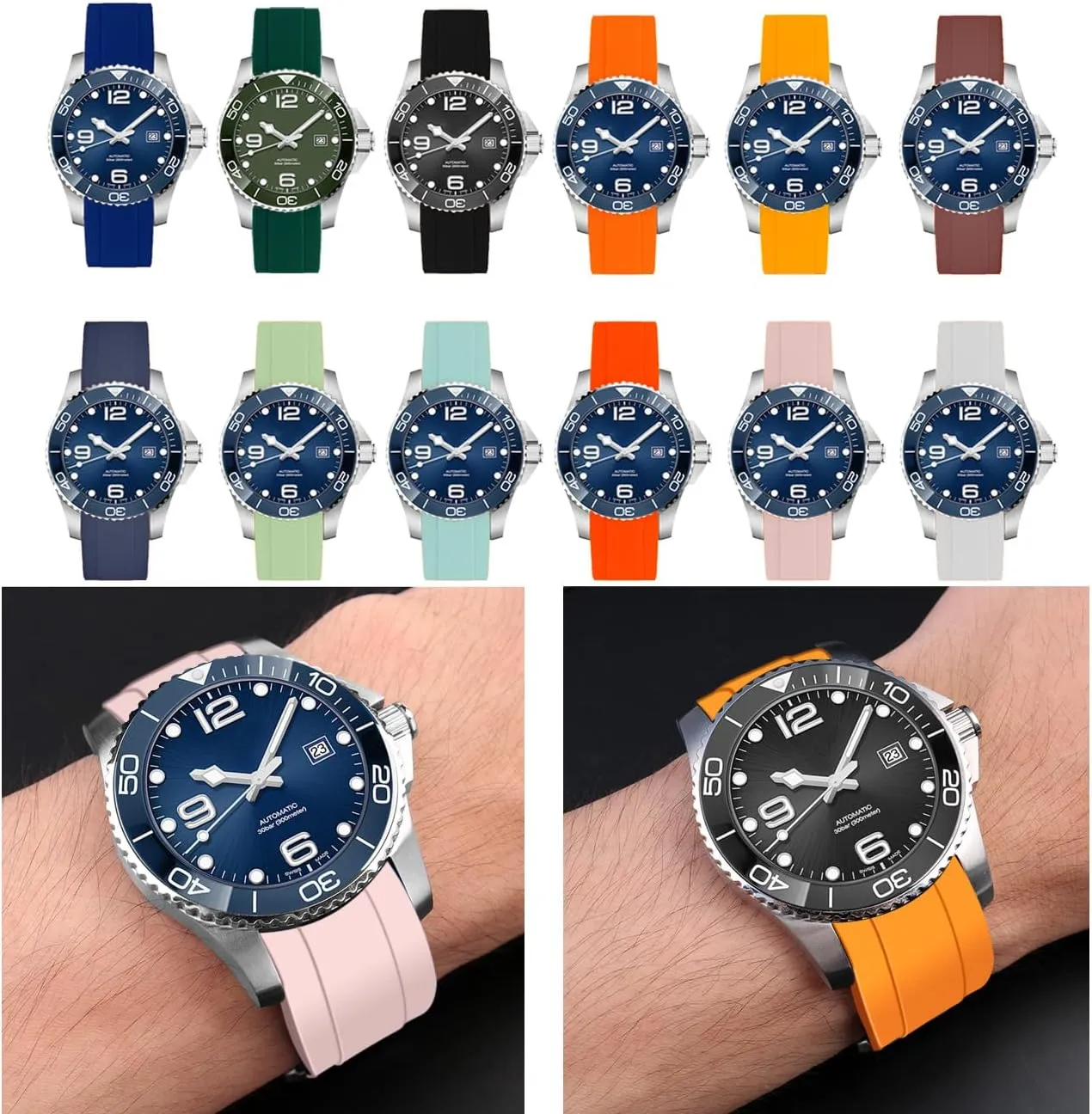 For Men constituency throughout extinct uncontested Guinea pore Women 20mm 22mm Silicone Curved Lug End Rubber Watch Band Soft Sports Rubber Strap Bracelet Brushed Stainless Steel Buckle 