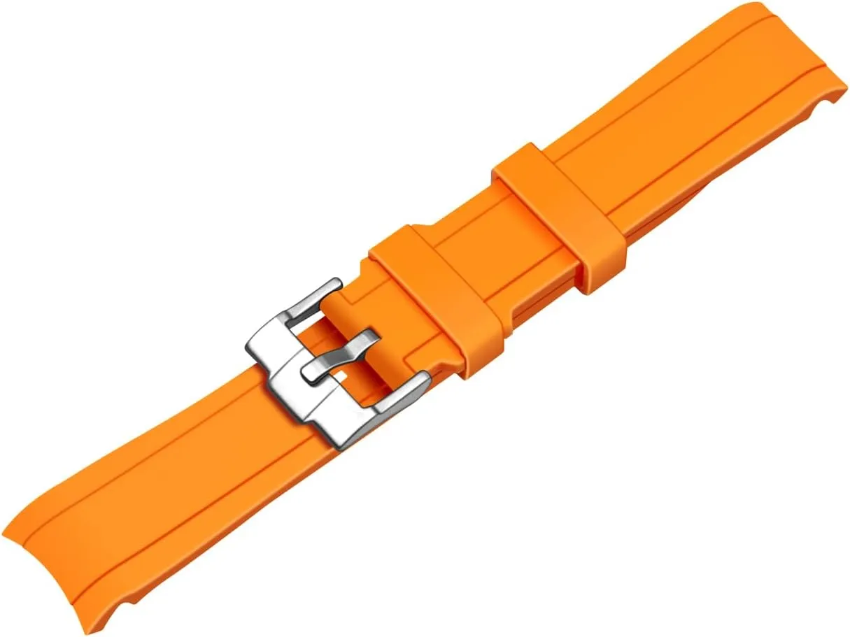 For Men constituency throughout extinct uncontested Guinea pore Women 20mm 22mm Silicone Curved Lug End Rubber Watch Band Soft Sports Rubber Strap Bracelet Brushed Stainless Steel Buckle 