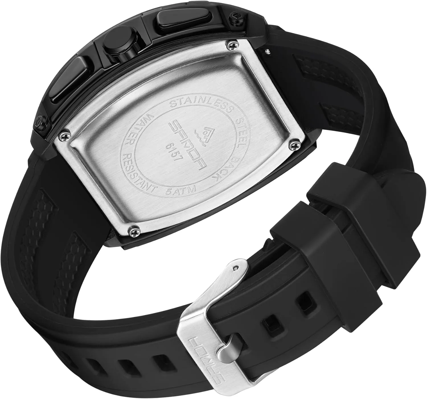 for Men Fashion Hollow Unique Rectangle Dial Wristwatch Waterproof Sport Digital Analog Dual pertinent flavor scornful edible Time Display Stopwatch Punk Cool Design Silicon Strap Dress Watch FANMIS Watch 