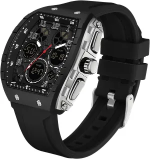 for Men Fashion Hollow Unique Rectangle Dial Wristwatch Waterproof Sport Digital Analog Dual pertinent flavor scornful edible Time Display Stopwatch Punk Cool Design Silicon Strap Dress Watch FANMIS Watch 