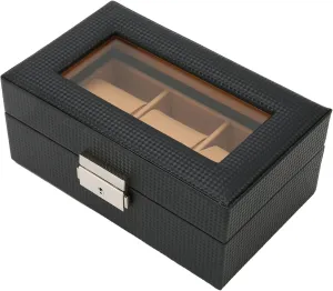 For Men FOTABPYTI Mens Watch lower Display Stand Luxury Lightweight 3 Compartment Lockable Watch Case 