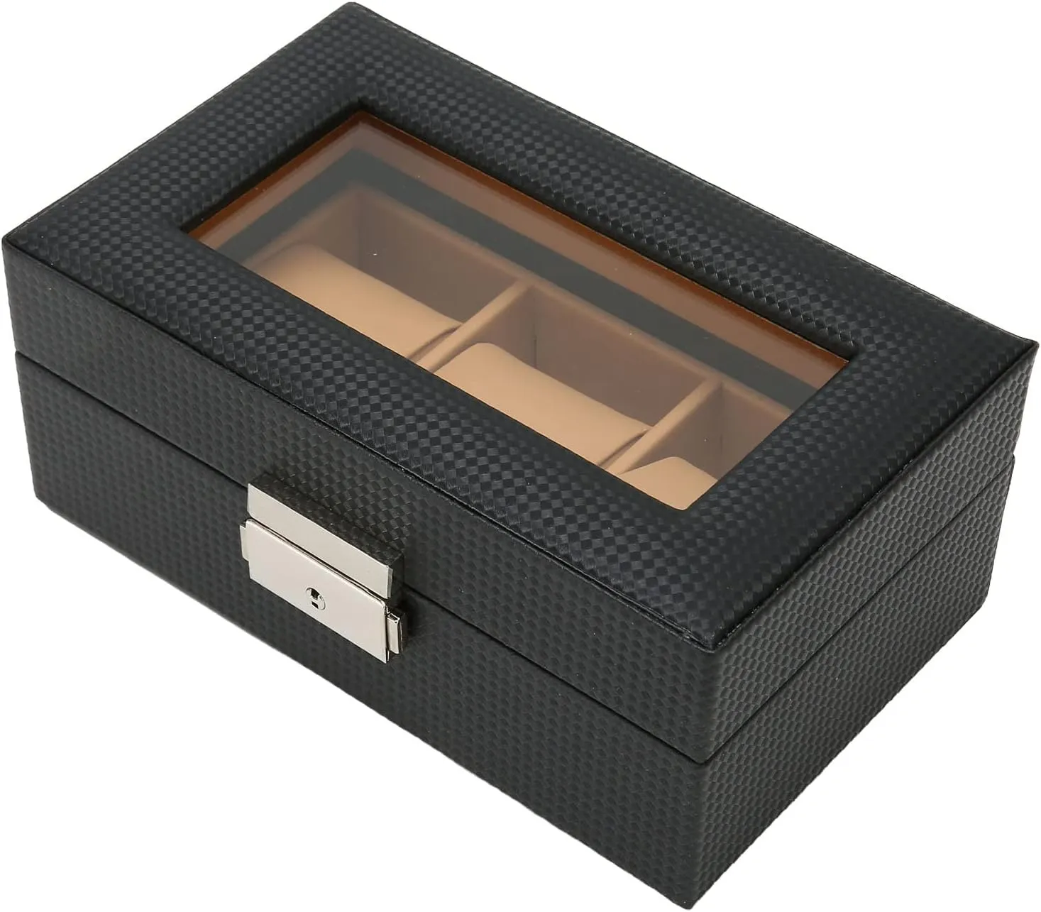 For Men FOTABPYTI Mens Watch lower Display Stand Luxury Lightweight 3 Compartment Lockable Watch Case 