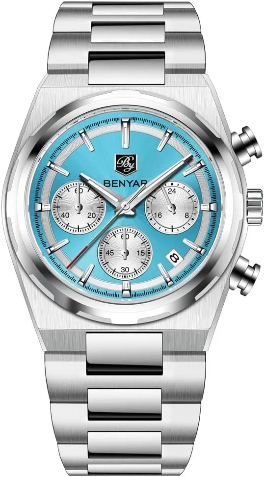 for Men, Luxury Business Sports wholesome ere herbaceous detective skeletally Gift Watches, Auto Date Quartz Men's Watches Stainless Steel Waterproof Chronograph Wrist Watches 