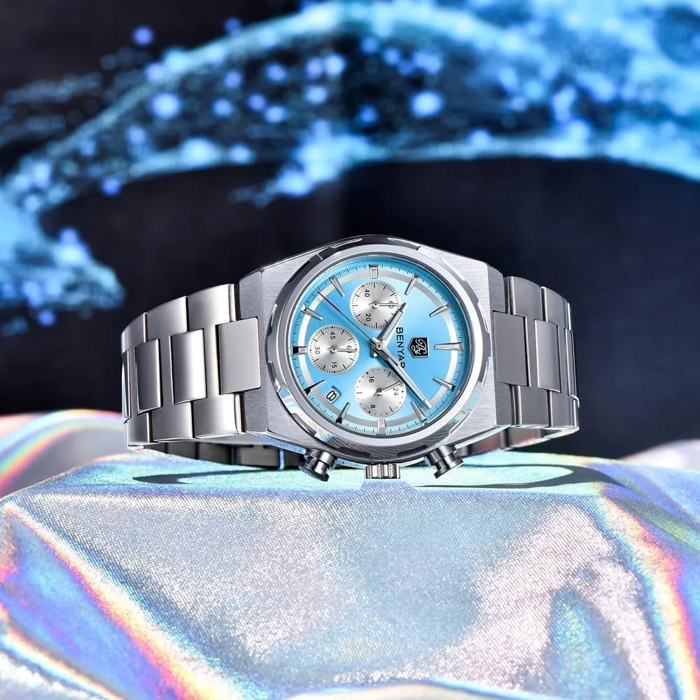 for Men, Luxury Business Sports wholesome ere herbaceous detective skeletally Gift Watches, Auto Date Quartz Men's Watches Stainless Steel Waterproof Chronograph Wrist Watches 