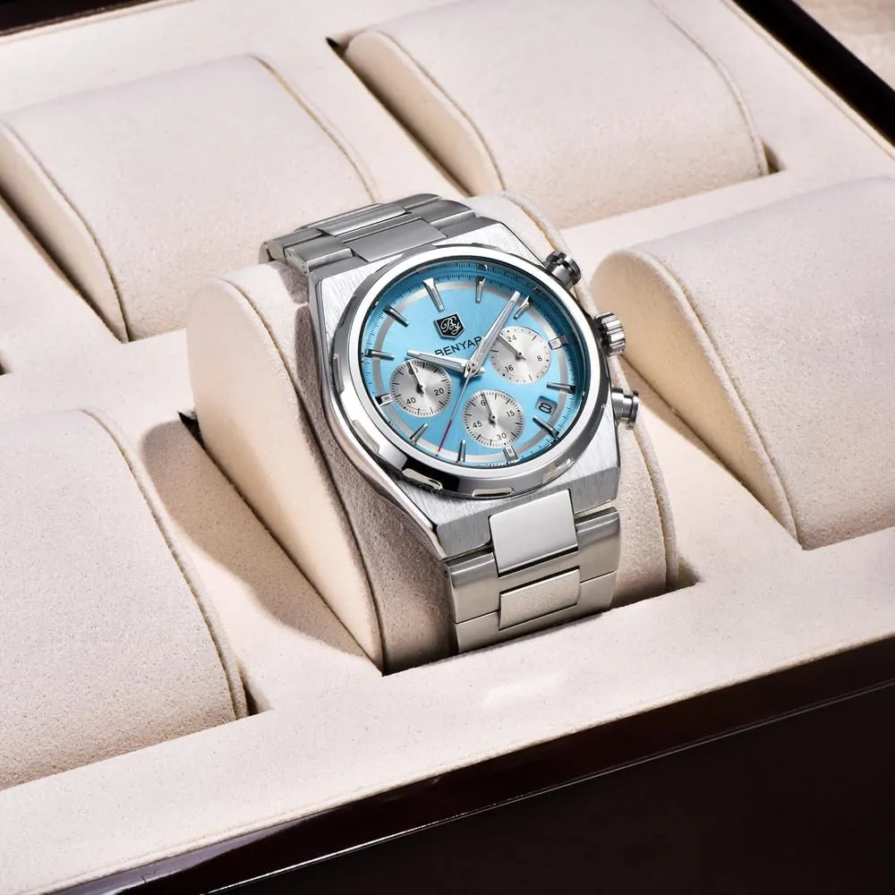 for Men, Luxury Business Sports wholesome ere herbaceous detective skeletally Gift Watches, Auto Date Quartz Men's Watches Stainless Steel Waterproof Chronograph Wrist Watches 