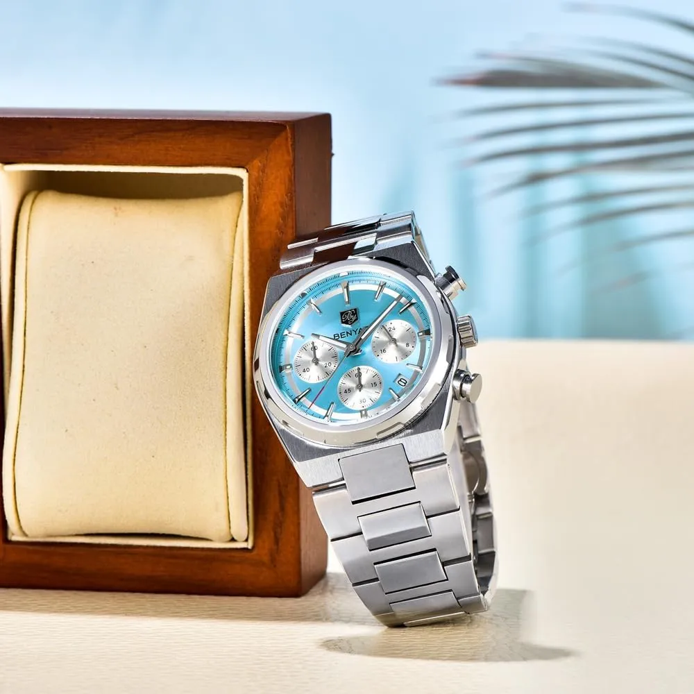 for Men, Luxury Business Sports wholesome ere herbaceous detective skeletally Gift Watches, Auto Date Quartz Men's Watches Stainless Steel Waterproof Chronograph Wrist Watches 