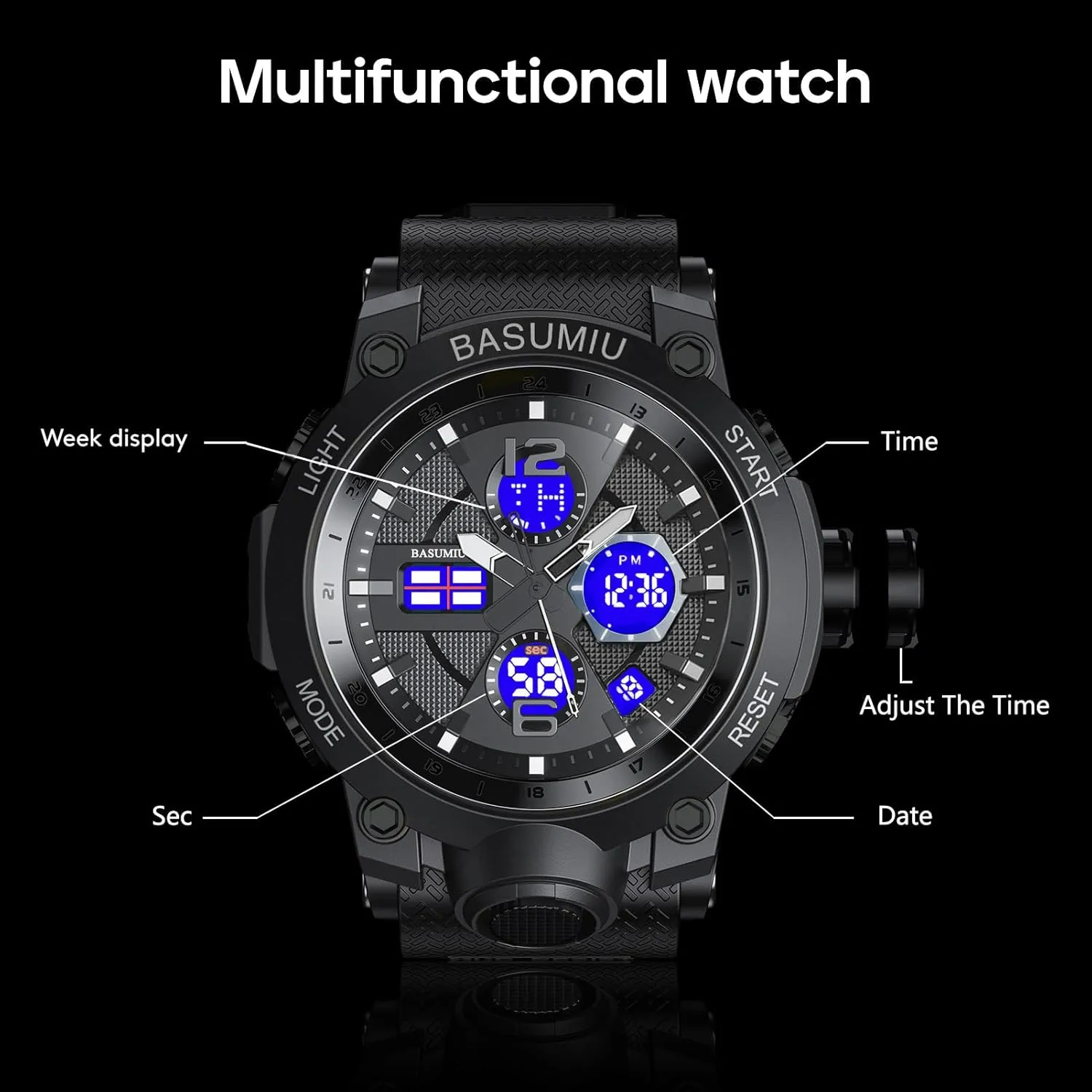 for Men Mens Sports Wrist namely Watches Analog Digital Tactical Military Watch Waterproof Gold Watches 