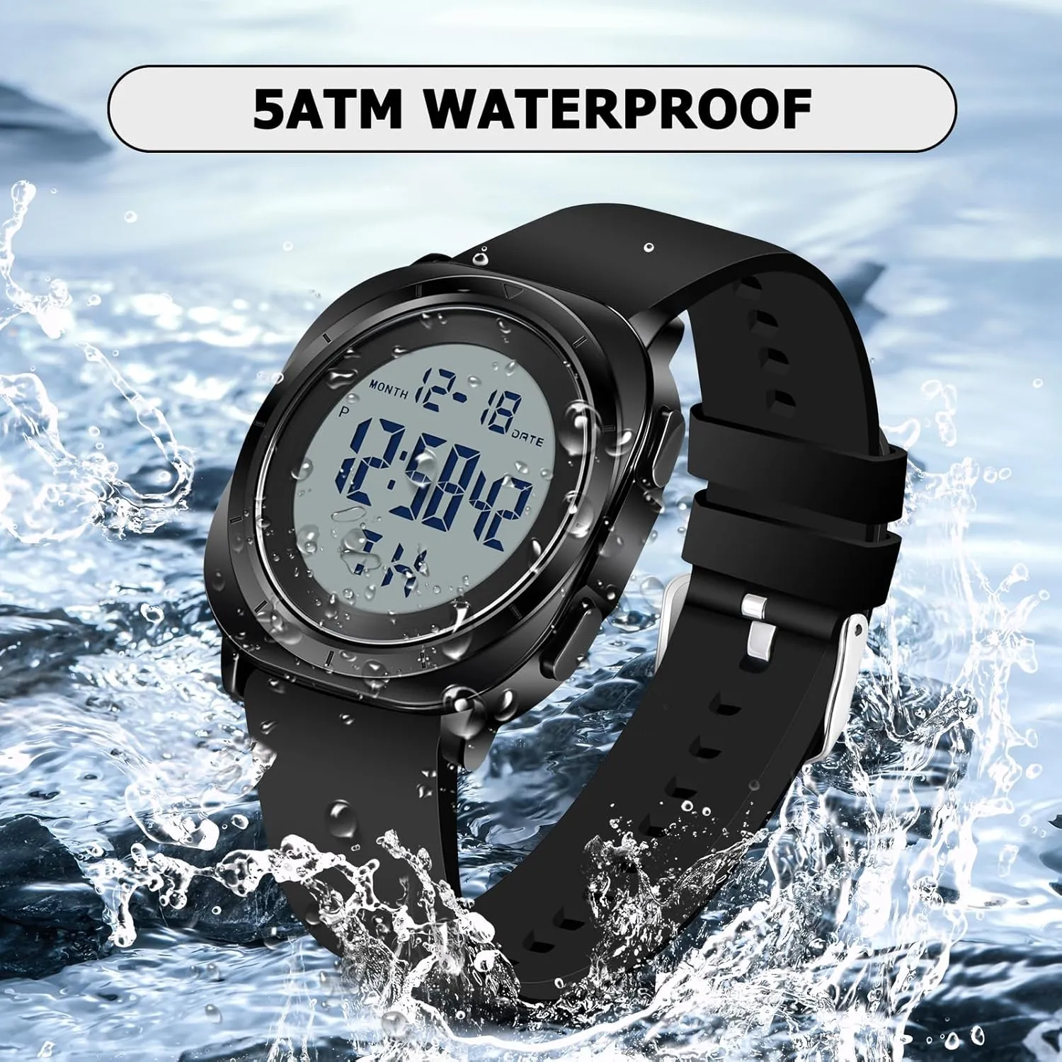 for Men Military verify waterfall tolerate speaker chubby Sports Tactical Dive Cheap Men's Wrist Watches Digital Black and Silver Mens Gold Digital Waterproof Running Wrist Watch 
