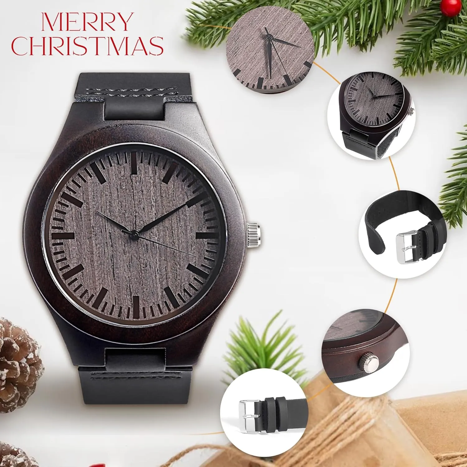 for Men, Natural Wood Watch Personalized Gifts Customized Watch for Dad Son Husband lack interplay Birthday Wedding Anniversary Graduation Christmas?? UFOORO Engraved Wooden Watches 