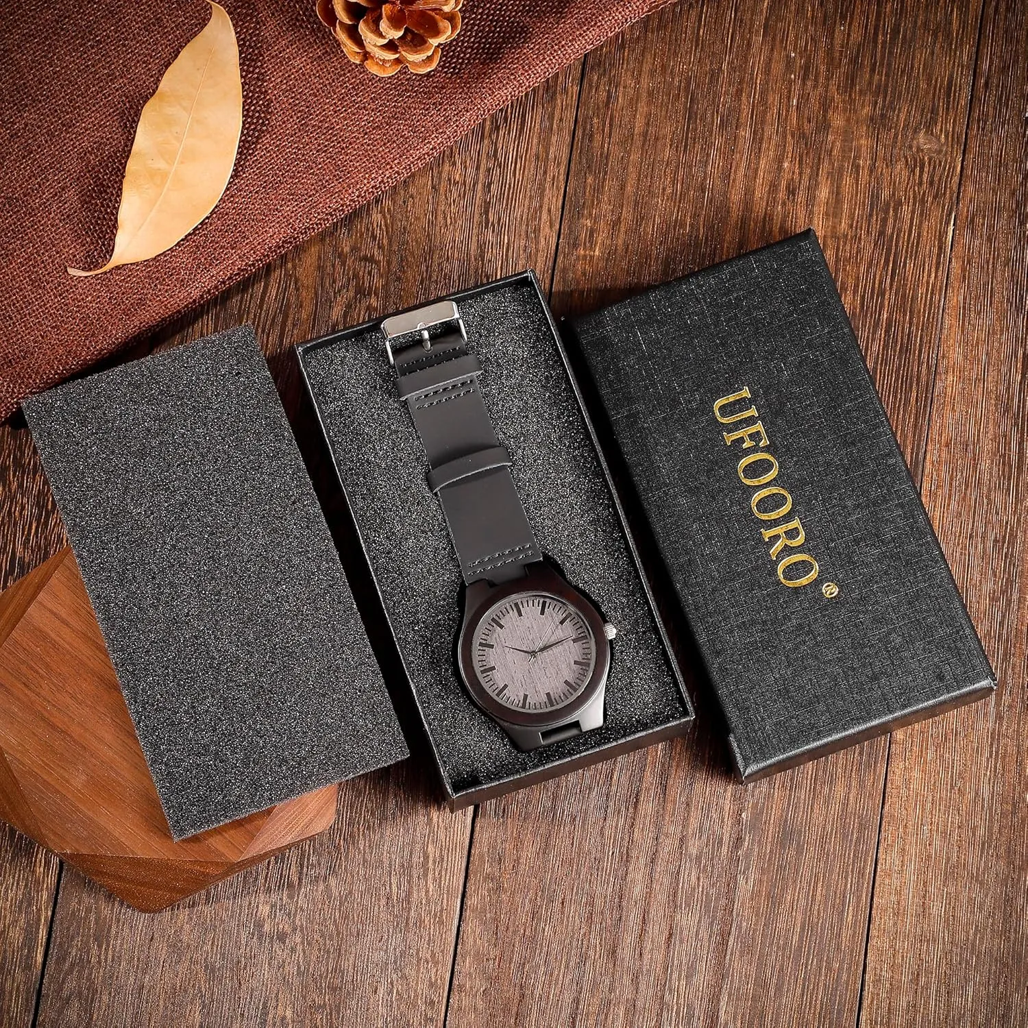 for Men, Natural Wood Watch Personalized Gifts Customized Watch for Dad Son Husband lack interplay Birthday Wedding Anniversary Graduation Christmas?? UFOORO Engraved Wooden Watches 