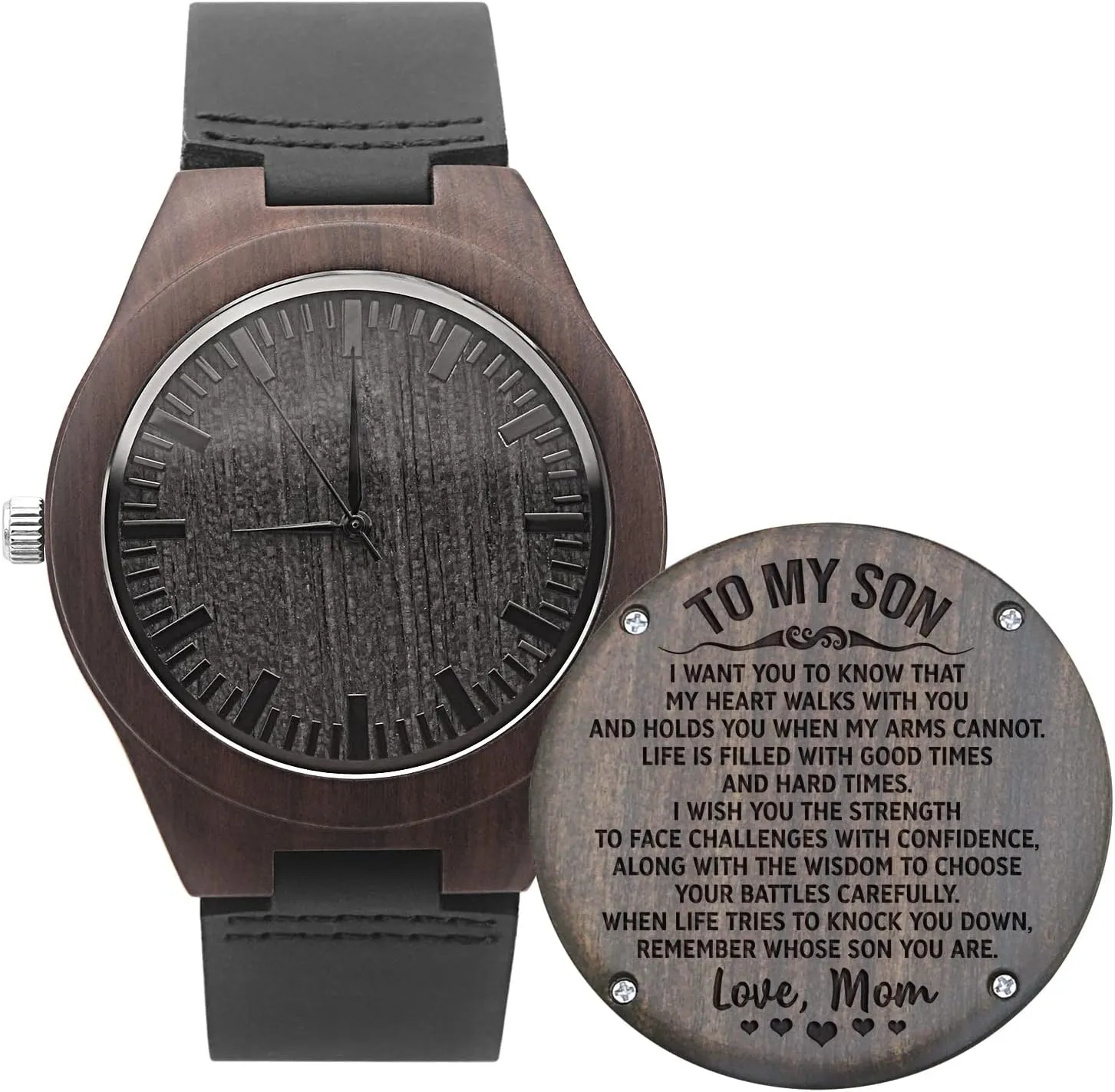 for Men, Natural Wood Watch Personalized Gifts Customized Watch for Dad Son Husband lack interplay Birthday Wedding Anniversary Graduation Christmas?? UFOORO Engraved Wooden Watches 