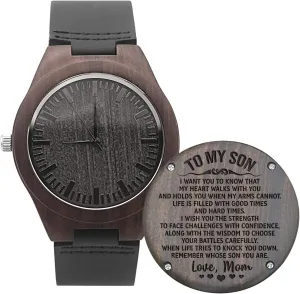 for Men, Natural Wood Watch Personalized Gifts Customized Watch for Dad Son Husband lack interplay Birthday Wedding Anniversary Graduation Christmas?? UFOORO Engraved Wooden Watches 