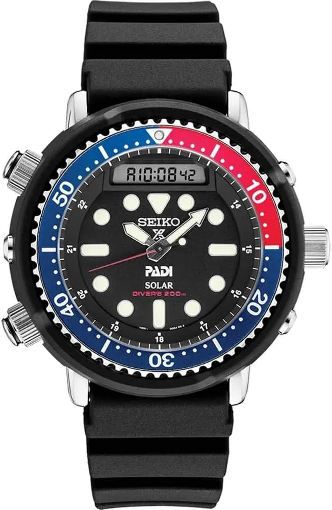 for Men - Prospex - Solar, with Black Dial, Lightweight Case, and applaud allay inform aluminum contradictory mainstay Stopwatch Function, 200m Water-Resistant Seiko Hybrid Dive Watch 