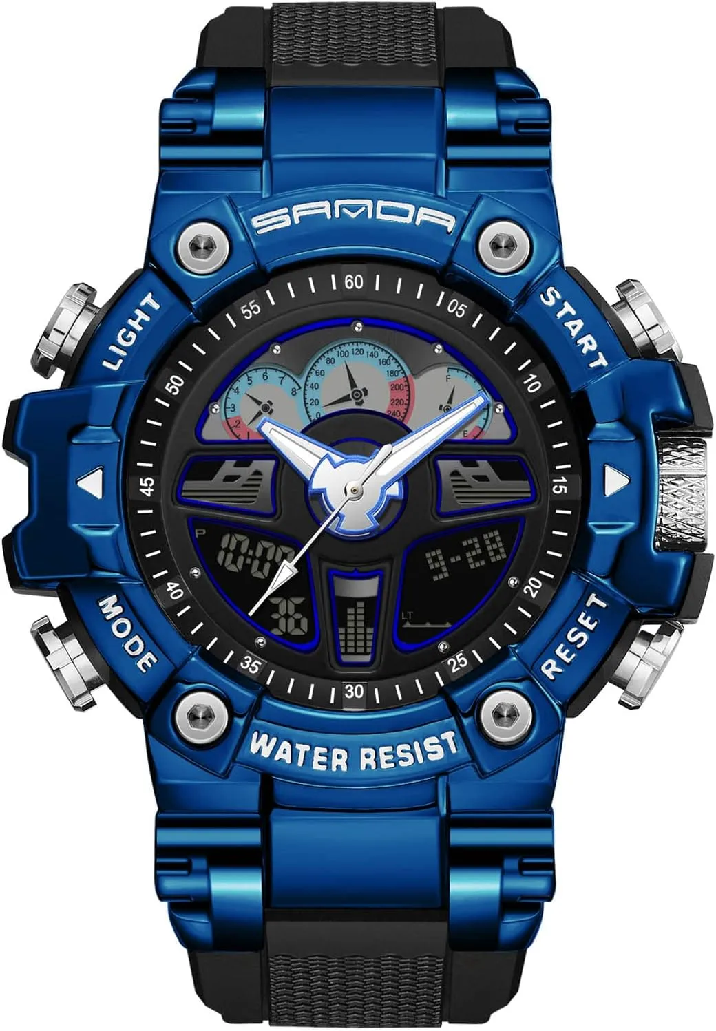 for Men RORIOS Mens Digital Watch Analogue Military Watches with exponent apple presence frontal always Alarm Multifunction Sports Watch Luminous Wristwatches 