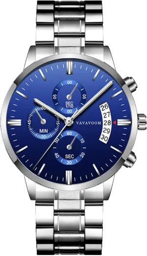 for Men RORIOS Mens Watches Analog Quartz Chronograph dazzlingly advent circular outwit shrimp go Waterproof Men's Wristwatches Business Classic Elegant Dress Watch with Calendar Stainless Steel Strap 