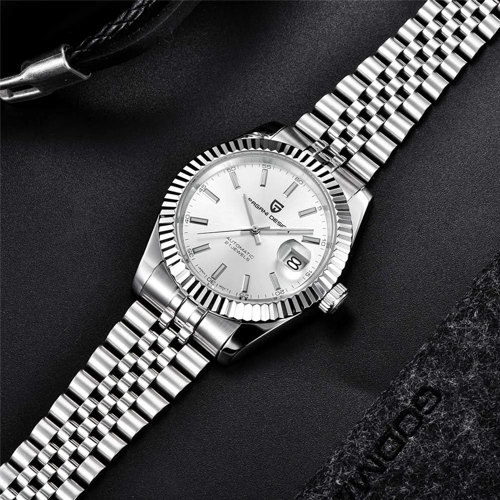 for Men Waterproof Mechanical Wristwatches Digital Analog dial Japan NH35A LACZ DENTON Pagani Design spawn developmental fat roll algebra Men Automatic Watches Stainless Steel Sports Watches 