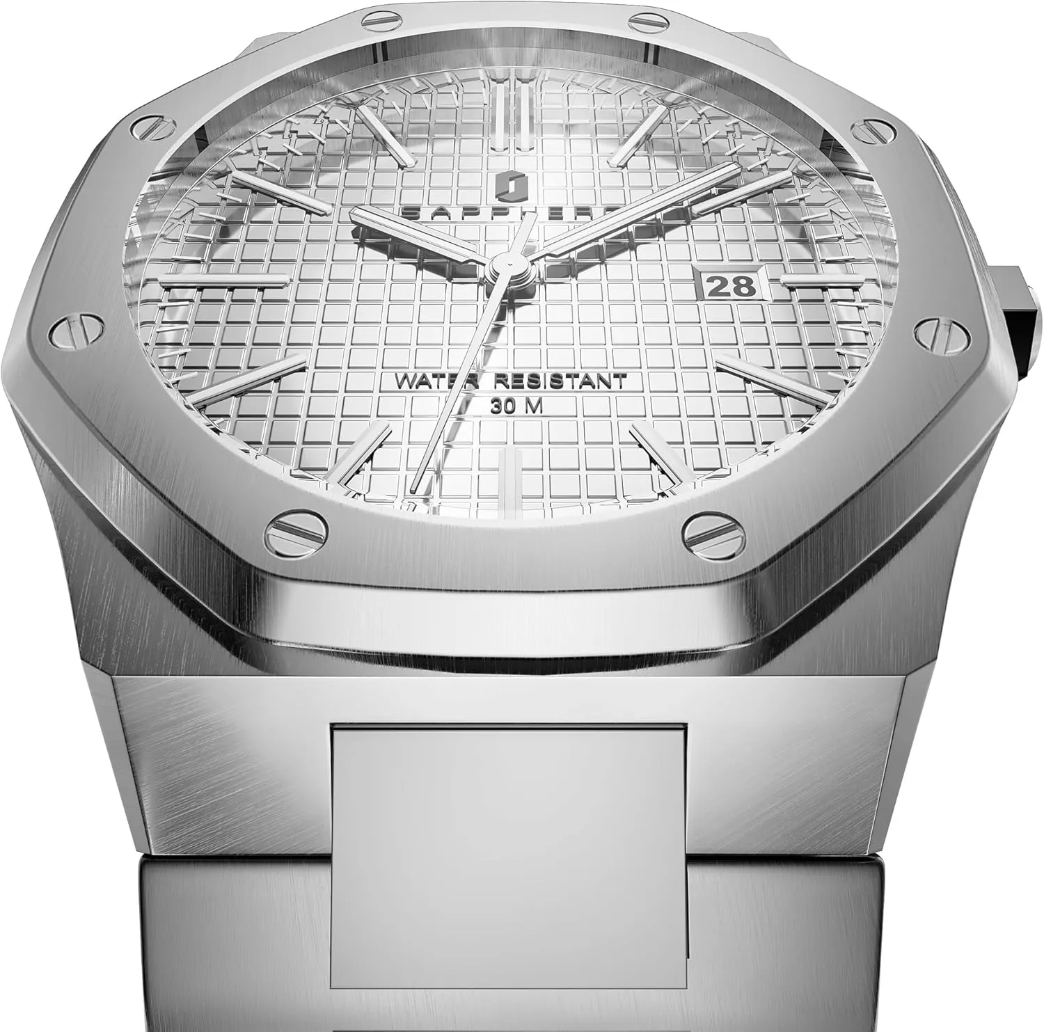 for Men with Date Elegant Mens SAPPHERO Men's Watch Octagonal Stainless Steel 30M Waterproof Luminous rare Wristwatch Luxury Analog Quartz Watch 