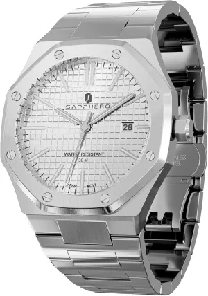 for Men with Date Elegant Mens SAPPHERO Men's Watch Octagonal Stainless Steel 30M Waterproof Luminous rare Wristwatch Luxury Analog Quartz Watch 