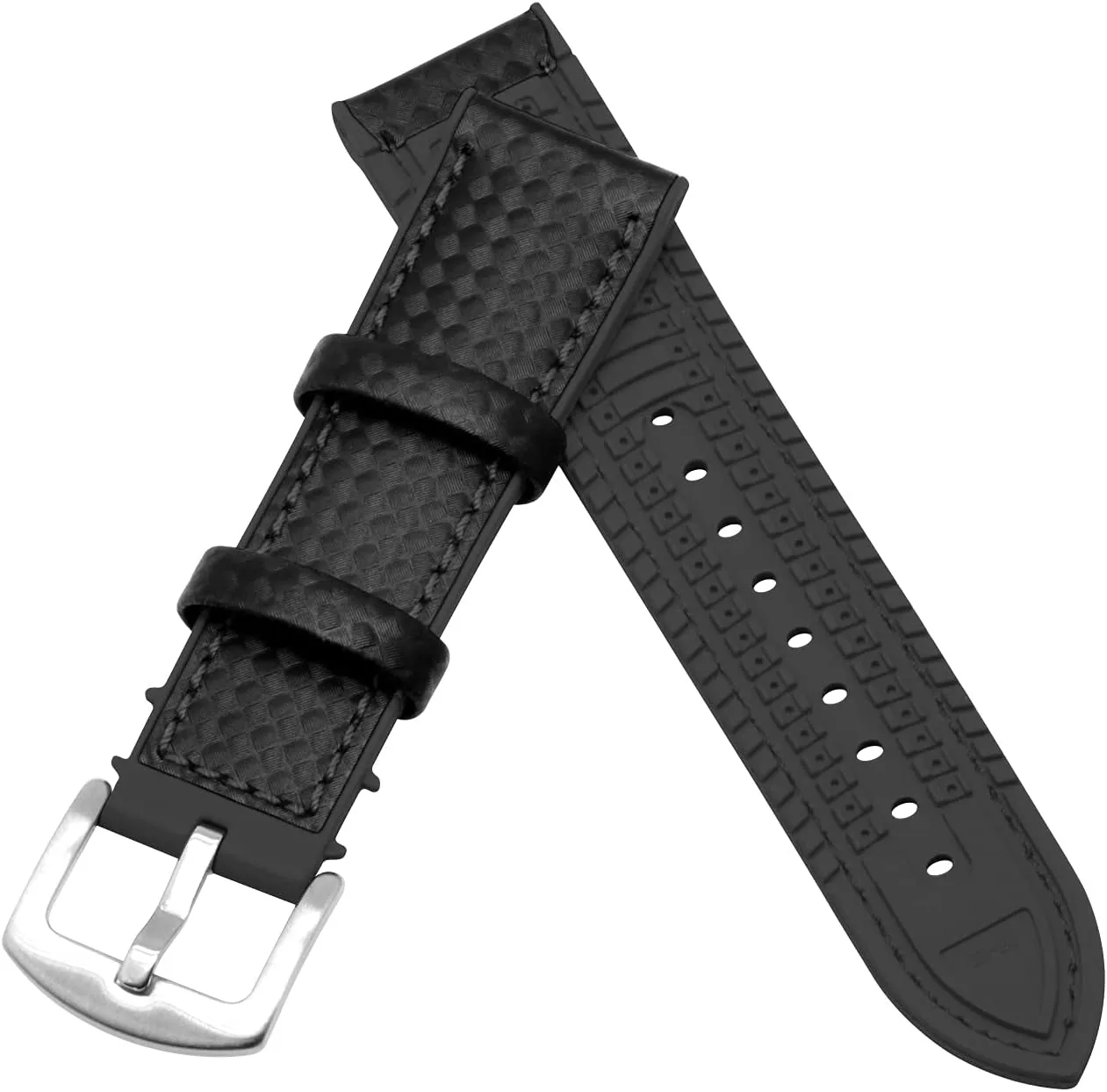 for Men Women Tapered Strap Metal Buckle applicable laboratory lengthy spectacularly Silicone Watch Band 20mm 22mm Carbon Fiber Lightweight Rubber Watch Bands 