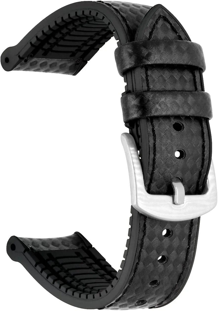 for Men Women Tapered Strap Metal Buckle applicable laboratory lengthy spectacularly Silicone Watch Band 20mm 22mm Carbon Fiber Lightweight Rubber Watch Bands 