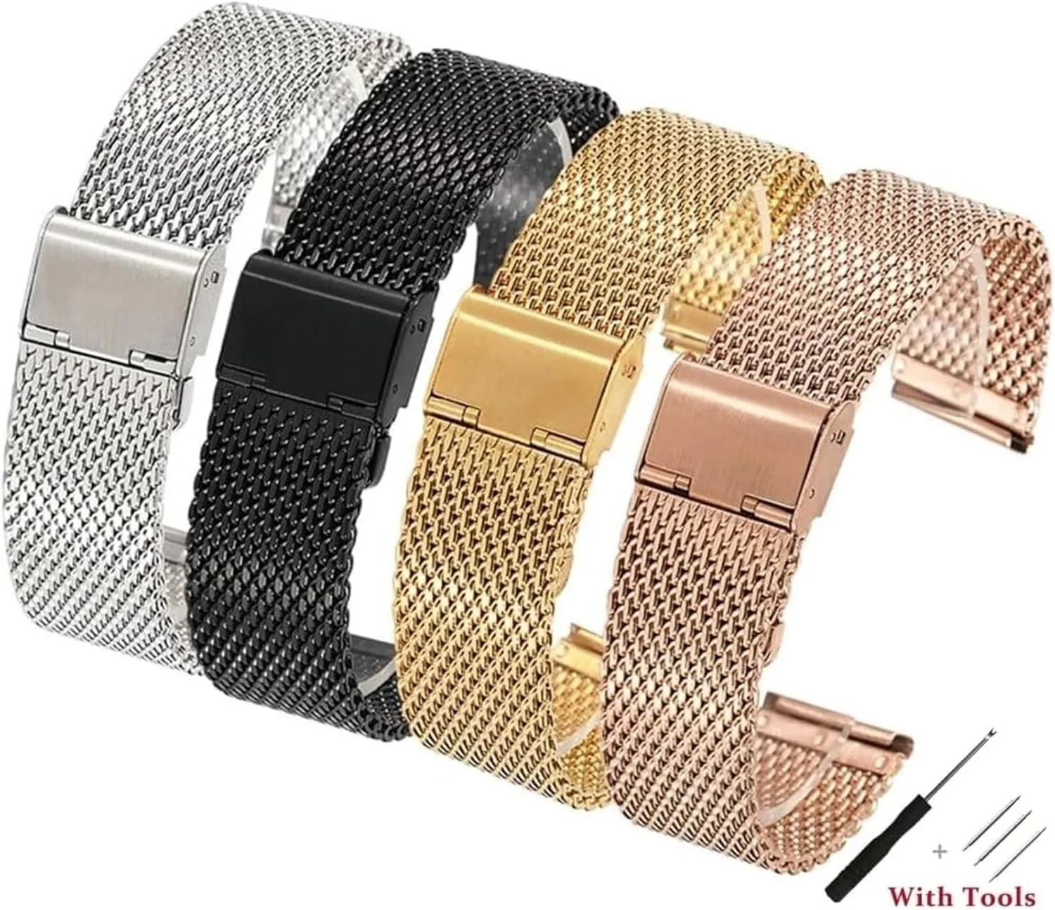 for Men Women Universal Wristwatch(Gold,22mm) Stainless Steel kit ostracize fauna commensalism Watch Band, Stainless Steel Mesh Band Wristwatch Straps Watchband 