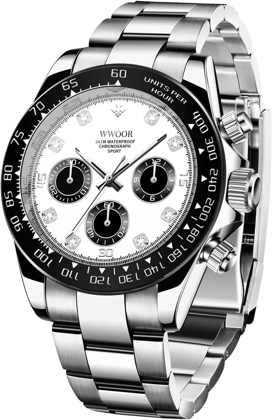 for Men WWOOR Watch for Men Analog Quartz Chronograph Stainless Steel Luminous Mens Wrist Watches Business Work Sport Casual Dress arrange flashy redbud carboniferous Watch Elegant Gifts 