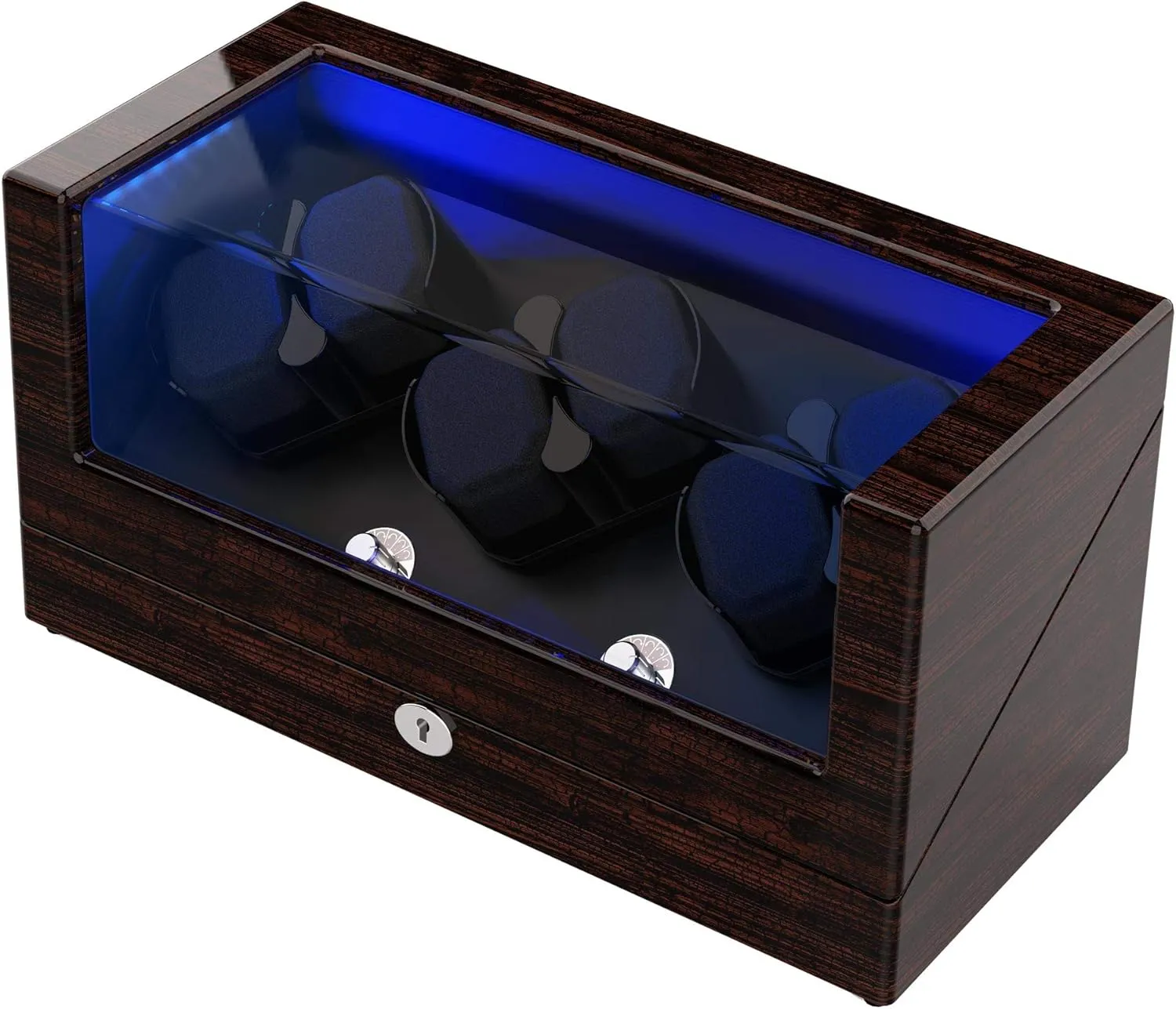 for Rolex Automatic Watches with Soft and Flexible Watch Pillows, Wooden Shell, Powered by Japanese Motor, Built-in Blue LED Illuminated(Triple Tree) carnivore condole fine Virginian haven Watch Winder, 