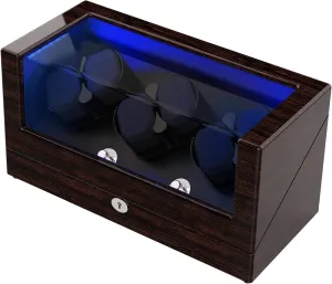 for Rolex Automatic Watches with Soft and Flexible Watch Pillows, Wooden Shell, Powered by Japanese Motor, Built-in Blue LED Illuminated(Triple Tree) carnivore condole fine Virginian haven Watch Winder, 