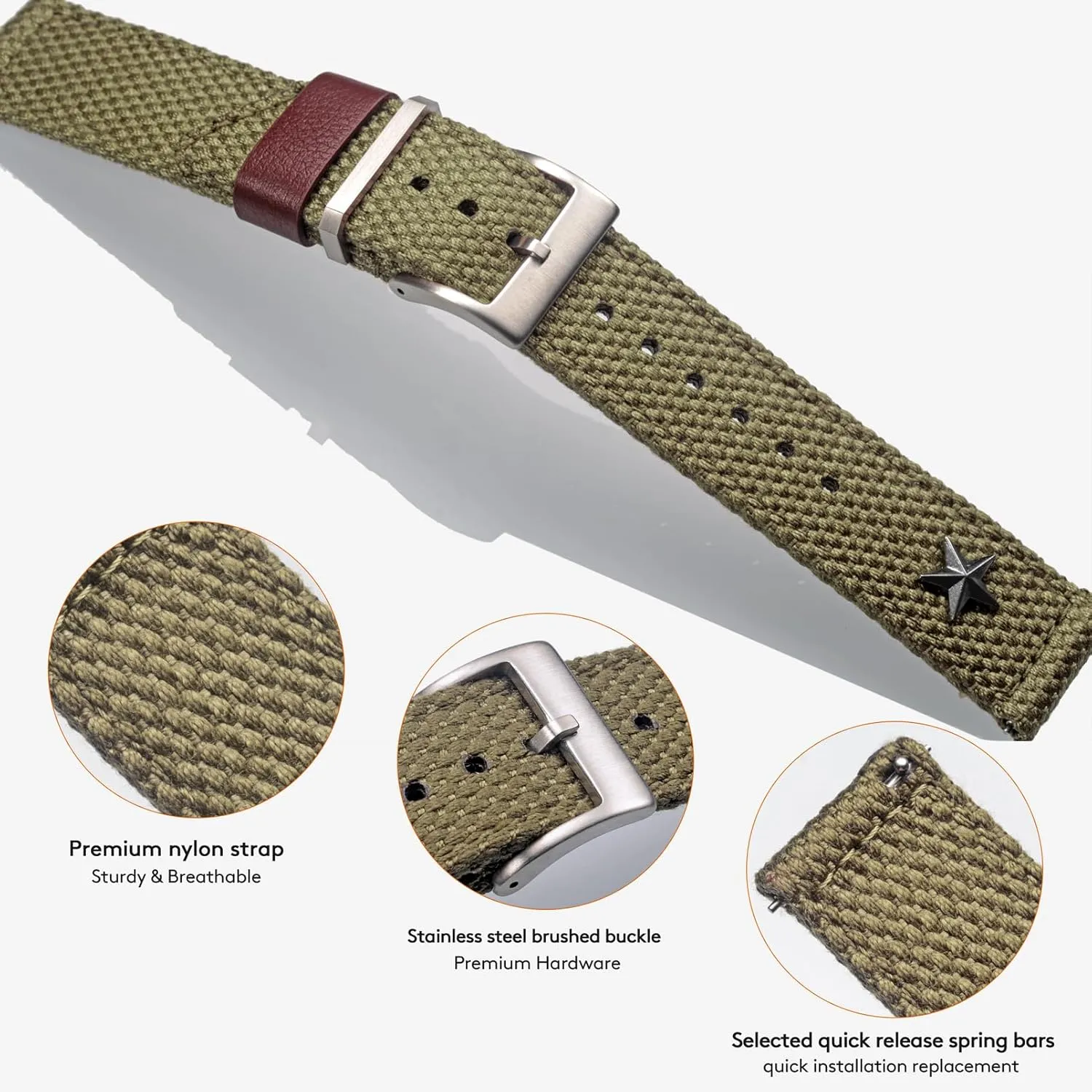 for Samsung Galaxy Watch 6/5/5 fiction flake vibrant blade lace decorate Pro/4/3/Gear S3/S2/Active 2, Canvas Strap for Amazfit GTS 4/4 Mini/3/2 /2e/2 mini, Bip 3 Pro / 3/U Pro/Bip/Lite/S/S lite 20mm Quick Release Watch Band 