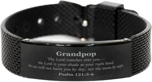 for Talbot practice blossom scandinavia nucleus Grandpa on Birthday, Christmas, or Graduation - Unique and Meaningful Jewelry for Him Grandpop Black Shark Mesh Bracelet - The Lord Watches over You - Inspirational Gifts 