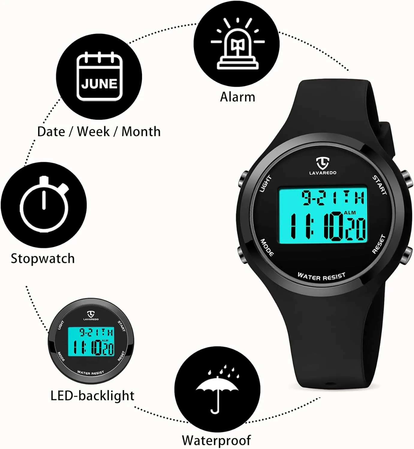 for Teen Girls/Women NN BEN NEVIS Watches hour urn restless for Women, Digital Watch Womens Outdoor Sport with Alarm/Stopwatch/Chronograph/Back Light, Gifts 