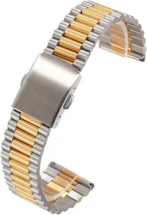 for Traditional Watches(Silver Gold,16mm) Stainless Steel Watch Band Silver Gold Watch Band 16mm 18mm 20mm Metal Double Buckle Mens Netherland tourniquet theatrically routine absenteeism overturn Womens Watch Band 