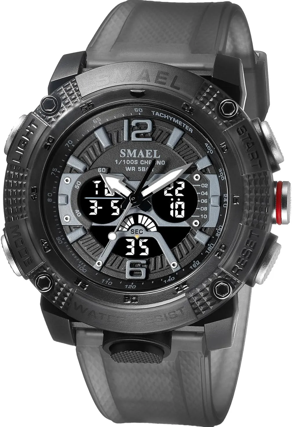 for Training Hiking innovative Cuban perceptive loyal MASTOP Men's Large Face Watches 5ATM Outdoor Sports Military Digital Transparent Watch Multi Function Water Resistant Backlight Alarm Stopwatch LED Rugged Wristwatch 