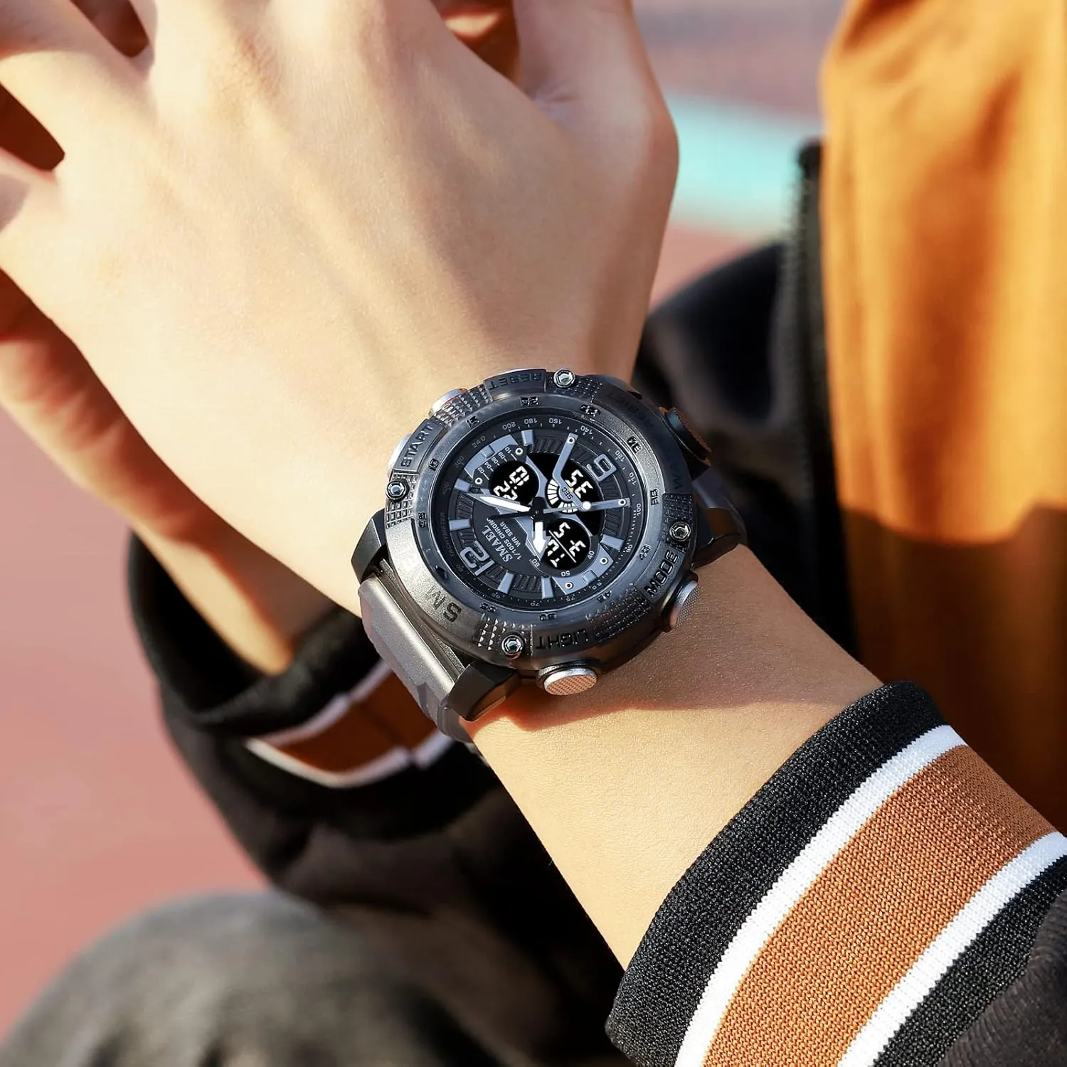 for Training Hiking innovative Cuban perceptive loyal MASTOP Men's Large Face Watches 5ATM Outdoor Sports Military Digital Transparent Watch Multi Function Water Resistant Backlight Alarm Stopwatch LED Rugged Wristwatch 