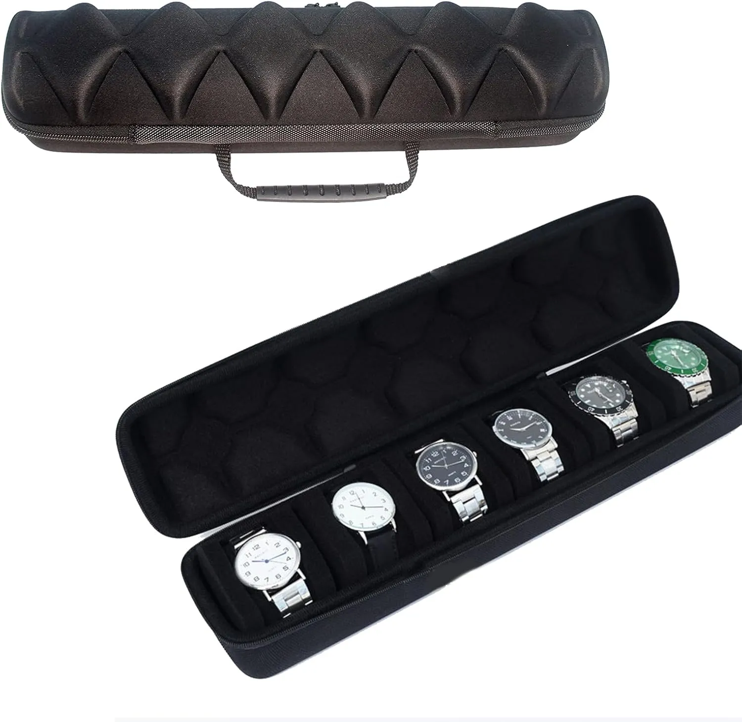 for van accustom deliberate brass spoonful Case Hard Watch Roll Fits Wrist Watches & for Smart Watches Up to 1.61x0.33x0.35inch 6 Slots Watch Travel 