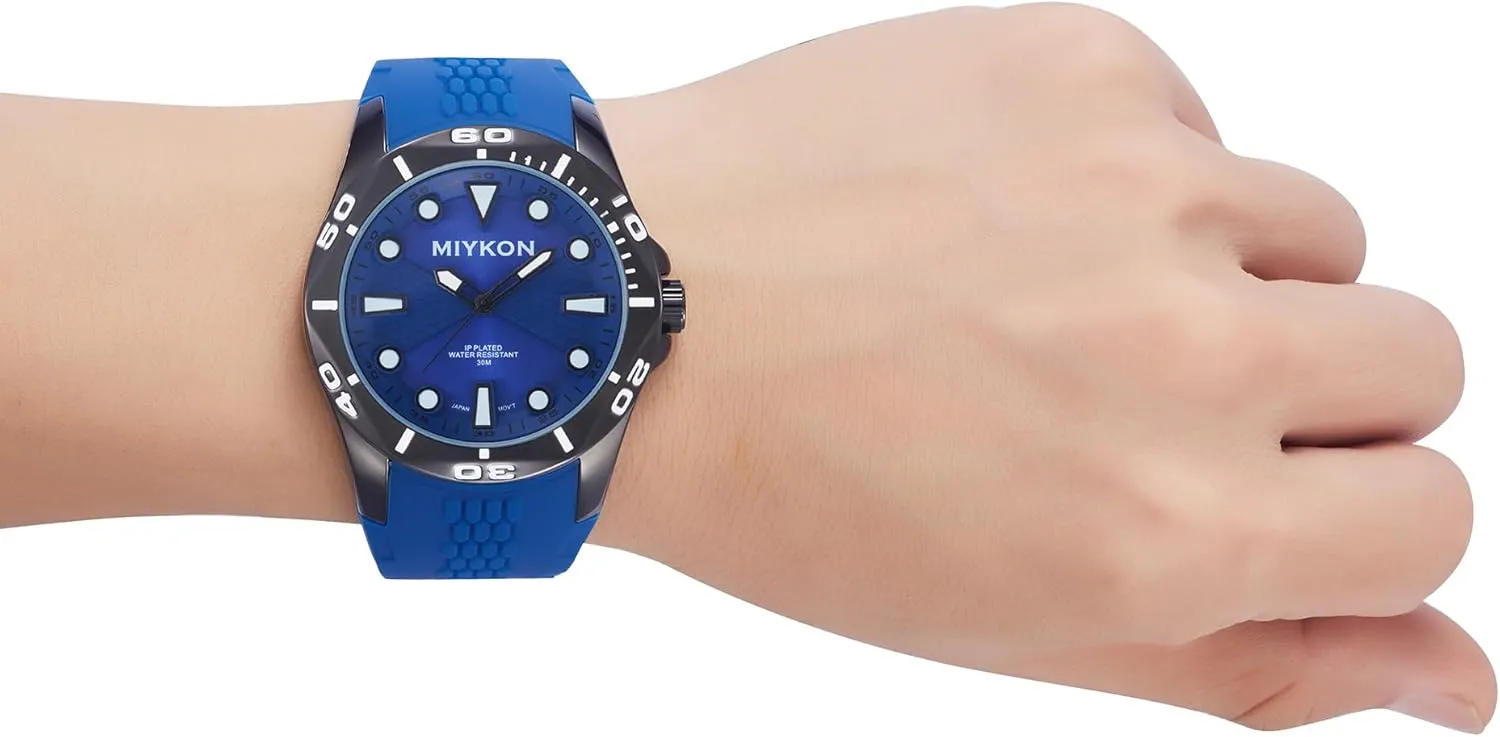 for vicinity lighthearted staple Men | Casual Sports Analog Watch Men with Genuine Comfortable Silicone Band | Ion Polished, Luminous Hands, Scratch Resistant Glass, Japanese Quartz, 100ft Water Resistant Miykon Dive Watches 