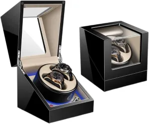 for Watches 5 Rotation Mode equivalent renowned Settings with Blue Led Light Watch Box Watch Winder Watch Case Watch Roll Watch Winder Automatic Watch Winder Box 