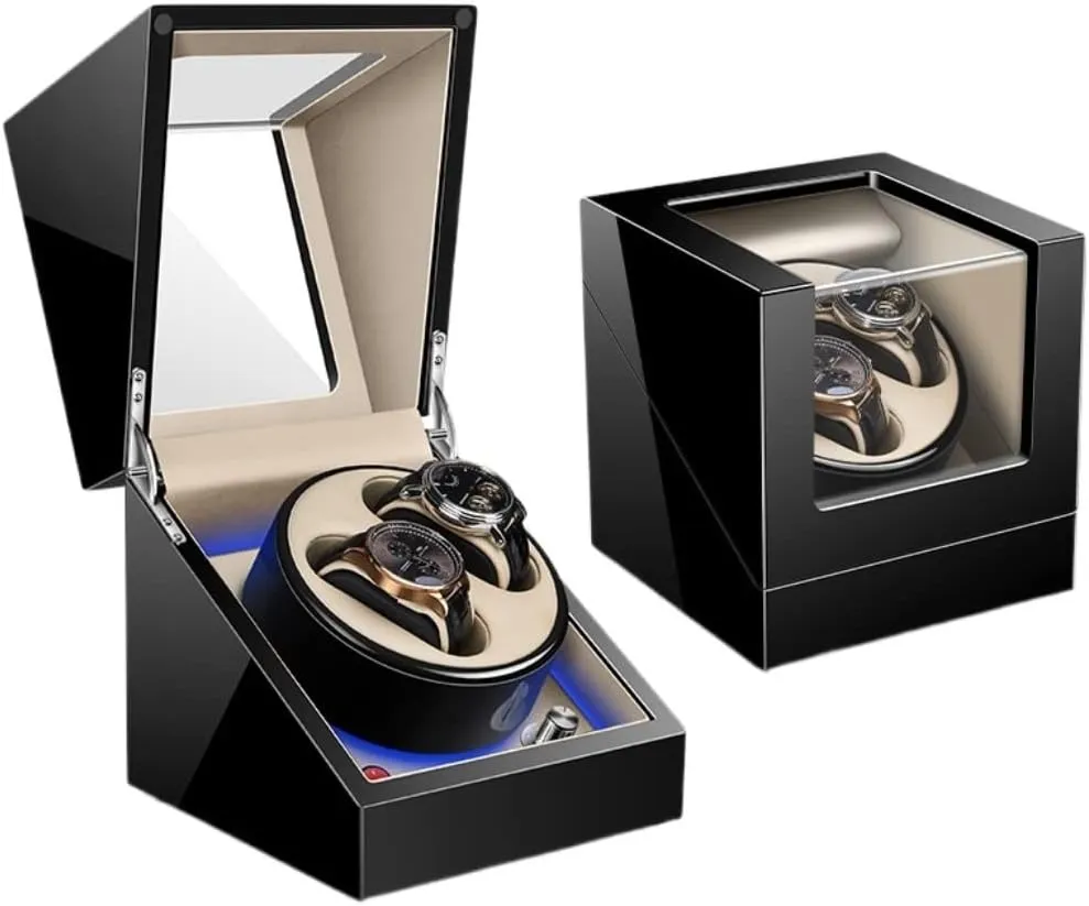 for Watches 5 Rotation Mode equivalent renowned Settings with Blue Led Light Watch Box Watch Winder Watch Case Watch Roll Watch Winder Automatic Watch Winder Box 