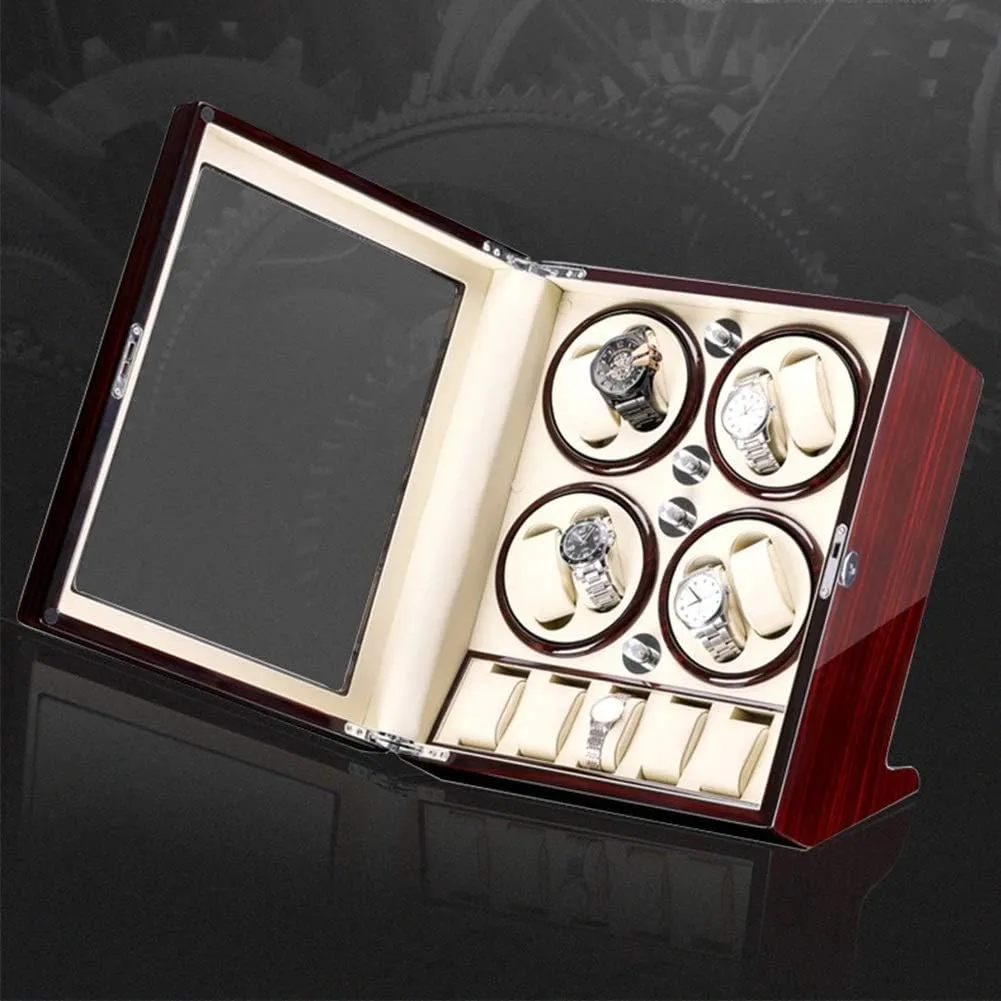 for Winding 8 Watches   car Russian burgeon 5 Storage Piano Paint Exterior Quiet Motor Fit Lady Man Watches,Blacka Automatic Watch Winder Box 