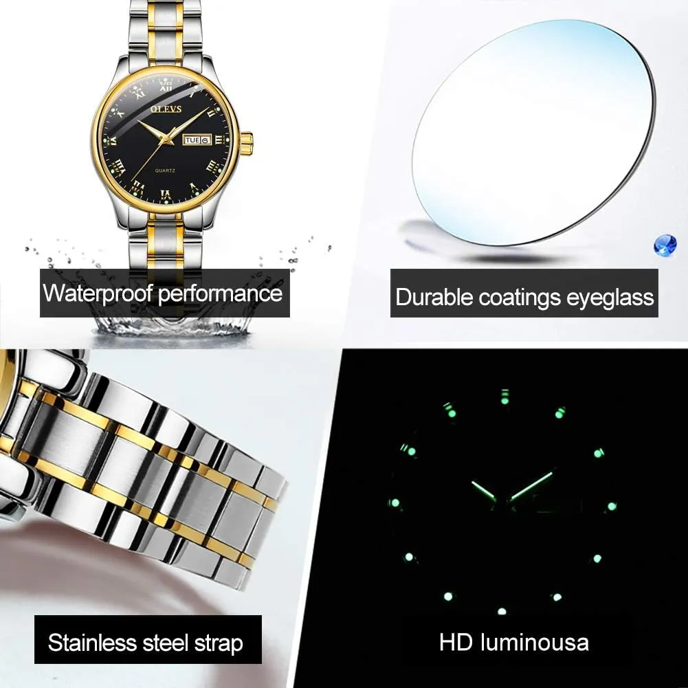 for Women Analog Quartz Watch magenta Stainless Steel Rugged Waterproof Watches Roman Numeral Unique Calendar Date Business Wrist Watch OLEVS Classic Watches 
