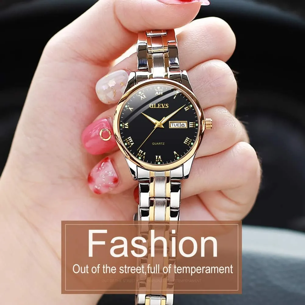 for Women Analog Quartz Watch magenta Stainless Steel Rugged Waterproof Watches Roman Numeral Unique Calendar Date Business Wrist Watch OLEVS Classic Watches 