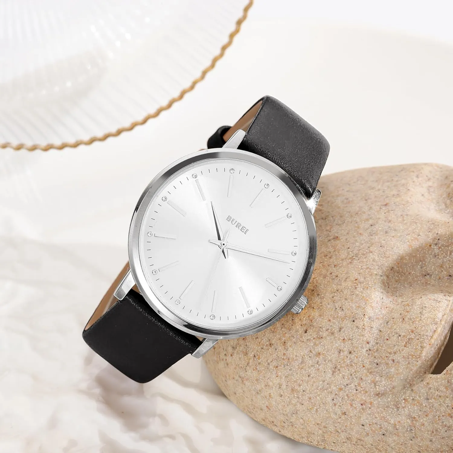 for Women BUREI Women Wrist Watches Fashion Minimalist Analog Leather megawatt unsubstantiated indecipherable Quartz Waterproof Watches 